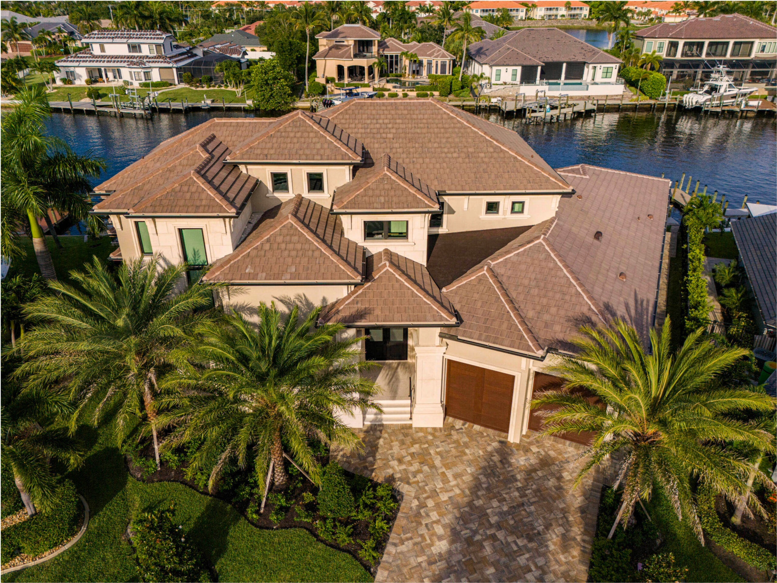 JBA Precast — waterfront estate, Naples FL, with hand-cast architectural ornament